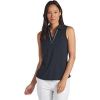 Puma Women's Cloudspun Piped Sleeveless Golf Polo, Navy