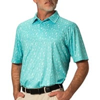 TGW Men's Happy Hour Print Golf Polo, Turquoise