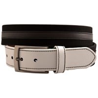 Arnold Palmer Men's Cotton Webbing Center Overlay Leather Golf Belt, Black/Grey
