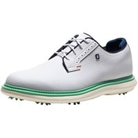 FootJoy Men's Traditions Blucher Golf Shoes, White/Teal