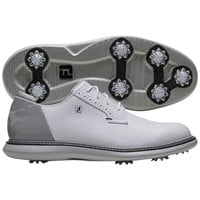 FootJoy Men's Traditions Blucher Golf Shoes, White/Silver