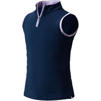 FootJoy Junior Zipper  Placket Sleeveless Golf Shirt, Navy