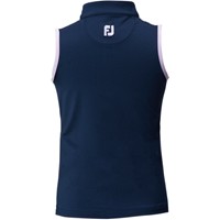 FootJoy Junior Zipper  Placket Sleeveless Golf Shirt, Navy