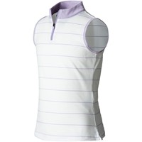 FootJoy Junior Zipper  Placket Sleeveless Golf Shirt, White/Lavender