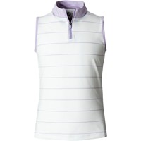 FootJoy Junior Zipper  Placket Sleeveless Golf Shirt, White/Lavender