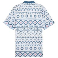 Puma Men's Fair Isle Print Golf Polo, White/Blue