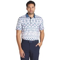 Puma Men's Fair Isle Print Golf Polo, White/Blue