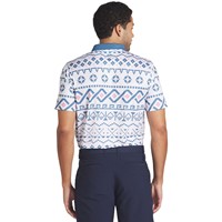 Puma Men's Fair Isle Print Golf Polo, White/Blue
