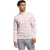 adidas Men's Core Printed 1/4 Zip Golf Pullover, Pink/Green
