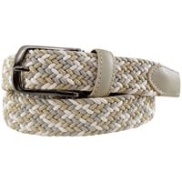 GN Collection Men's Multi Color Speckle Braid Perf Stretch Golf Belt, Tan/White