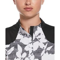 Callaway Women's Textured Abstract Floral Snap Placket Sleeveless Golf Polo, Black