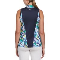 Callaway Women's Swing Tech Opti-Dri Colliding Chev Geo Sleeveless Golf Polo, Navy
