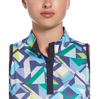 Callaway Women's Swing Tech Opti-Dri Colliding Chev Geo Sleeveless Golf Polo, Navy