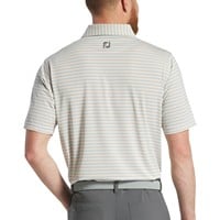 FootJoy Men's Multi Pinstripe Lisle Golf Polo, White/Grey