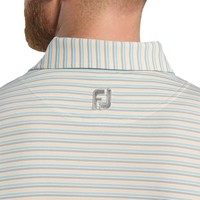 FootJoy Men's Multi Pinstripe Lisle Golf Polo, White/Grey