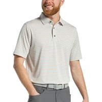 FootJoy Men's Multi Pinstripe Lisle Golf Polo, White/Grey