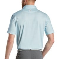 FootJoy Men's Leaf Print Lisle Golf Polo, Light Blue/White