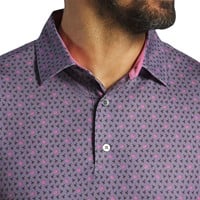 FootJoy Men's Flying Wasp Print Lisle Golf Polo, Purple/Black