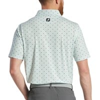 FootJoy Men's Flying Wasp Print Lisle Golf Polo, White/Green