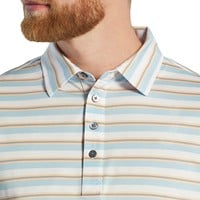 FootJoy Men's Club Stripe Lisle Golf Polo, Light Blue/White