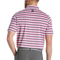 FootJoy Men's Club Stripe Lisle Golf Polo, Pink/White