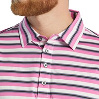 FootJoy Men's Club Stripe Lisle Golf Polo, Pink/White