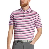 FootJoy Men's Club Stripe Lisle Golf Polo, Pink/White