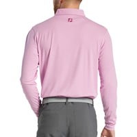 FootJoy Men's Long Sleeve Sun Protection Golf Shirt, Pink/White