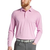 FootJoy Men's Long Sleeve Sun Protection Golf Shirt, Pink/White