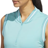 adidas Women's Ult 365 Solid Zip Sleeveless Golf Polo, Light Green