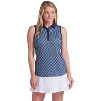 Puma Women's Cloudspun Scallop Sleeveless Golf Polo, Navy