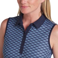 Puma Women's Cloudspun Scallop Sleeveless Golf Polo, Navy