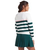 Puma Women's Resort Stripe Golf Sweater, White/Green