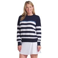 Puma Women's Resort Stripe Golf Sweater, White/Navy