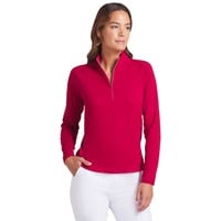 Puma Women's Pure 2.0 1/4 Zip Golf Pullover, Dark Red/White
