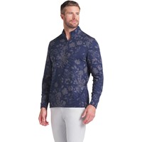 Puma Men's Pure 2.0 Rose Print 1/4 Zip Golf Pullover, Navy