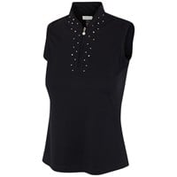 Greg Norman Women's Microlux Pearl Studded Sleeveless Golf Polo