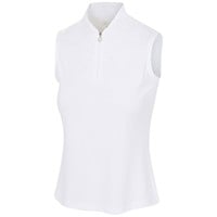Greg Norman Women's Microlux Pearl Studded Sleeveless Golf Polo, White