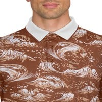 366 Golf Men's Print Golf Polo, Brown