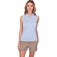 366 Golf Women's Sleeveless Waffle Golf Polo, Light Blue