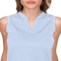 366 Golf Women's Sleeveless Waffle Golf Polo, Light Blue