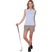 366 Golf Women's Sleeveless Waffle Golf Polo, Light Blue