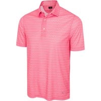 Greg Norman Men's ML75 Microlux Houndstooth Stripe Golf Polo, Coral