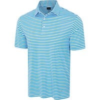 Greg Norman Men's ML75 Microlux Stripe Golf Polo, Light Blue/White