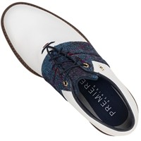 FootJoy Mens Legends Packard LX Harris Tweed LE Golf Shoes, White/Navy