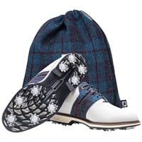 FootJoy Mens Legends Packard LX Harris Tweed LE Golf Shoes, White/Navy