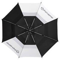 TaylorMade 2025 Double Canopy 64in Golf Umbrella, Black/White