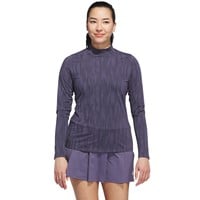 adidas Womens Jacquard Long Sleeve Mock Golf Top, Dark Purple