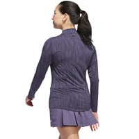 adidas Womens Jacquard Long Sleeve Mock Golf Top, Dark Purple