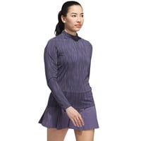 adidas Womens Jacquard Long Sleeve Mock Golf Top, Dark Purple